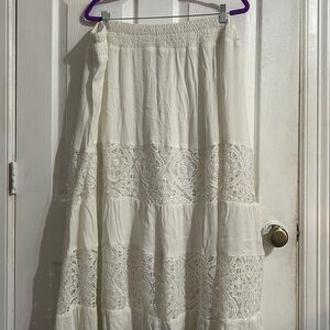 White Lace Maxi Skirt Lane Bryant 22/24